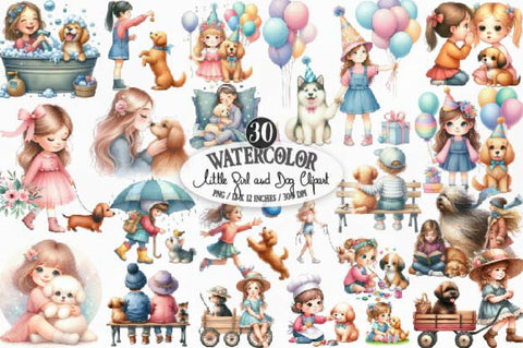 Little Girl and Dog Clipart Sublimation SVGista 