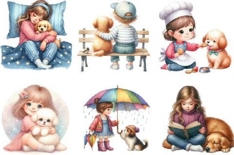 Little Girl and Dog Clipart Sublimation SVGista 