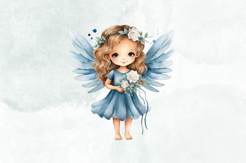 Little Girl Angel Watercolor Clipart Bundle Sublimation Designangry 
