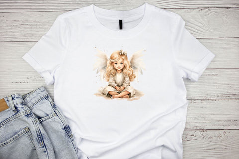 Little Girl Angel Watercolor Clipart Bundle Sublimation Designangry 