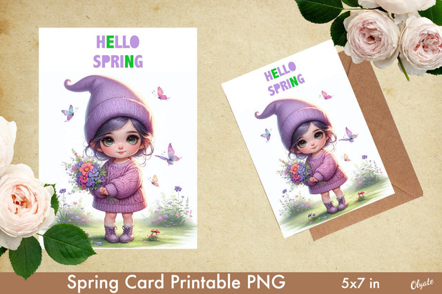 Little Girl Greeting Card, Violet Spring Card PNG Sublimation Olga Terlyanskaya 