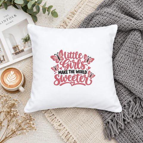Little Girls Make the World Sweeter Embroidery Design – Pink Butterfly Girly Quote Machine Embroidery File Embroidery/Applique DESIGNS PatternFeed8 