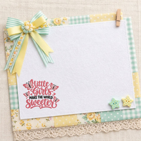 Little Girls Make the World Sweeter Embroidery Design – Pink Butterfly Girly Quote Machine Embroidery File Embroidery/Applique DESIGNS PatternFeed8 