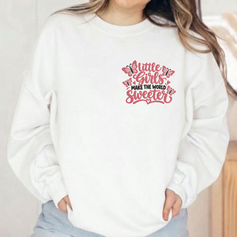 Little Girls Make the World Sweeter Embroidery Design – Pink Butterfly Girly Quote Machine Embroidery File Embroidery/Applique DESIGNS PatternFeed8 