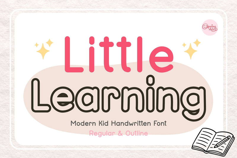 Little Learning Font – Cute School Cricut Font | Outline & Regular Font AnningArts Design 