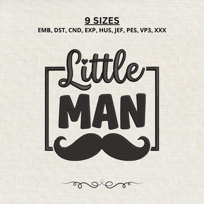 Little Man Embroidery Design – Baby Boy Mustache Machine Embroidery File, Cute Newborn Boy Bodysuit Design Embroidery/Applique DESIGNS PatternFeed8 