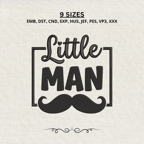 Little Man Embroidery Design – Baby Boy Mustache Machine Embroidery File, Cute Newborn Boy Bodysuit Design Embroidery/Applique DESIGNS PatternFeed8 