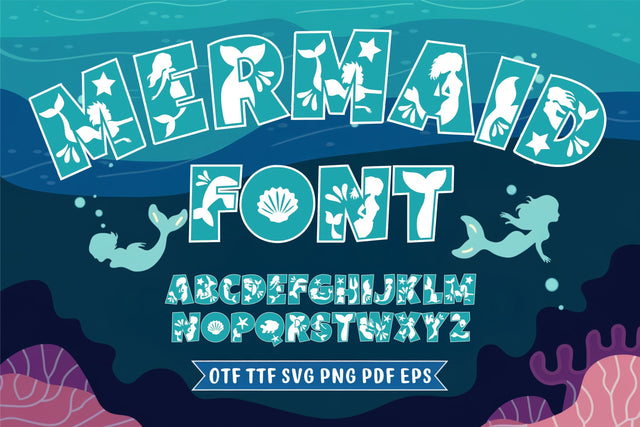 Little Mermaid Font - Mermaid Alphabet SVG OTF TTF SVG TonisArtStudio 