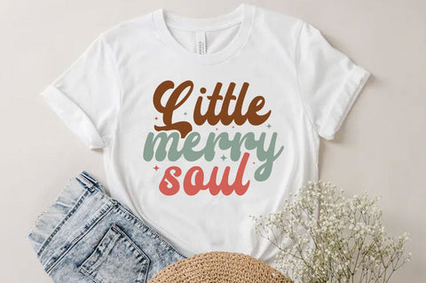 Little merry soul, Christmas Quotes Retro Design, Christmas SVG Design, Christmas Shirt, Christmas Sublimation SVG FiveStarCrafting 