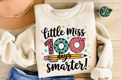 Little Miss 100 Days Smarter Sublimation Design Sublimation Regulrcrative 