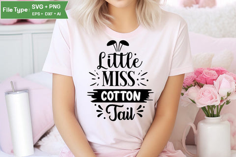 Little Miss Cotton Tail SVG Cut File, Easter SVG Design, Christian Easter SVG Design, SVGs,Quotes and Sayings,Food & Drink,On Sale, Print & Cut SVG DesignPlante 503 