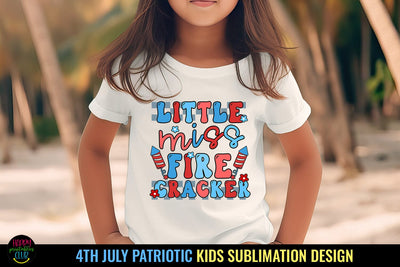 Little Miss Fire Cracker PNG I Kids 4th of July Sublimation Sublimation Happy Printables Club 