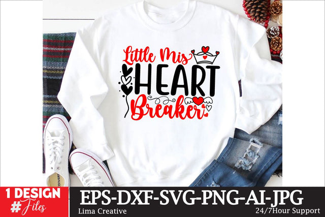 Little miss Heart Breaker SVG Cut File, Happy Valentine's Day, Valentine's Day SVG Quotes, Valentine's Day Sublimation PNG, Valentne's Day T-shirt Design, Valentine's Day SVG Insomnia Std 