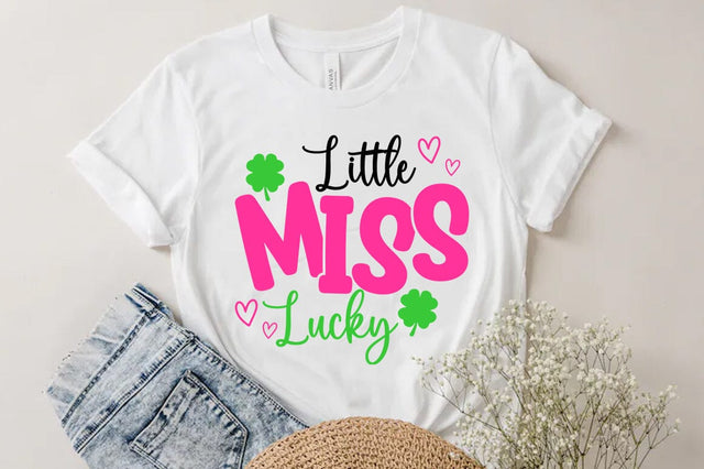 Little Miss Lucky St patrick's Day Quote SVG Tshirt Design, Irish svg SVG FiveStarCrafting 