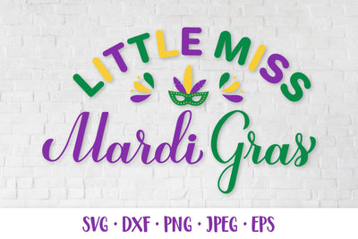 Little Miss Mardi Gras. Kids Fat Tuesday carnival design SVG LaBelezoka 