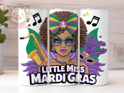 Little Miss Mardi Gras Queen Tumbler, Black Girl Carnival Wrap, Festive Party Cup, 20oz Sublimation Wrap, New Orleans Celebration Tumbler, Cute Mardi Gras Queen Cup, Mardi Gras Character Theme Wrap Sublimation Lara' s Designs 