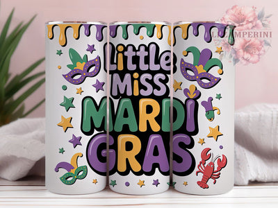 Little Miss Mardi Gras Tumbler, Carnival Celebration Wrap, Festive Party Cup, 20oz Sublimation Wrap, Cute Mardi Gras Design Tumbler, New Orleans Mardi Gras Cup, Colorful Carnival Wrap Sublimation Li Zamperini 