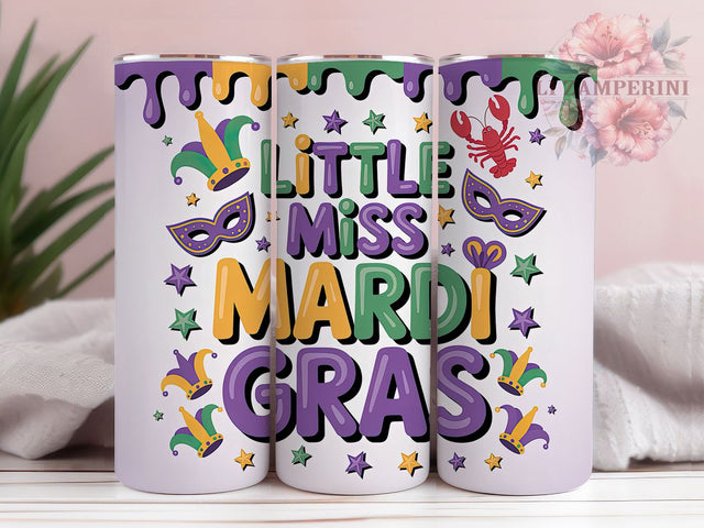 Little Miss Mardi Gras Tumbler, Carnival Celebration Wrap, Festive Party Cup, 20oz Sublimation Wrap, Cute Mardi Gras Design Tumbler, New Orleans Mardi Gras Cup, Colorful Carnival Wrap Sublimation Li Zamperini 