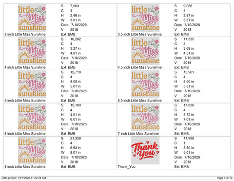 Little Miss Sunshine Embroidery Design – Cute Sunflower Girl Sunshine Quote Machine Embroidery File Embroidery/Applique DESIGNS PatternFeed8 