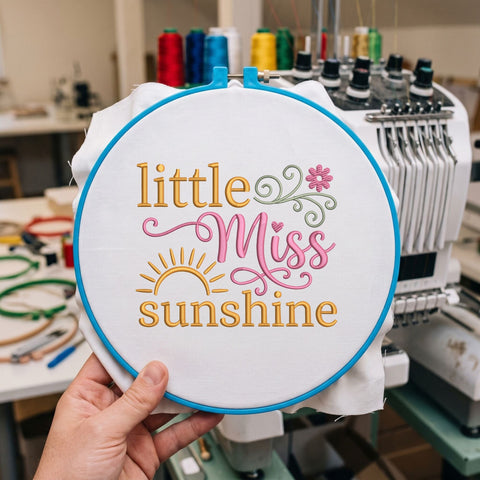 Little Miss Sunshine Embroidery Design – Cute Sunflower Girl Sunshine Quote Machine Embroidery File Embroidery/Applique DESIGNS PatternFeed8 