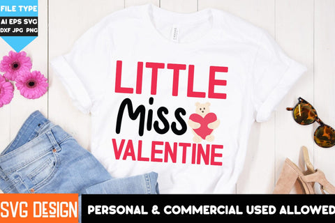 Little Miss Valentine SVG Design, Little Miss Valentine PNG, SVG Cut Files , Valentine's Day SVG Cut File,Happy Valentine's Day SVG ,Valentine SVG Bundle, Love SVG Bundle SVG BlackCatsMedia 