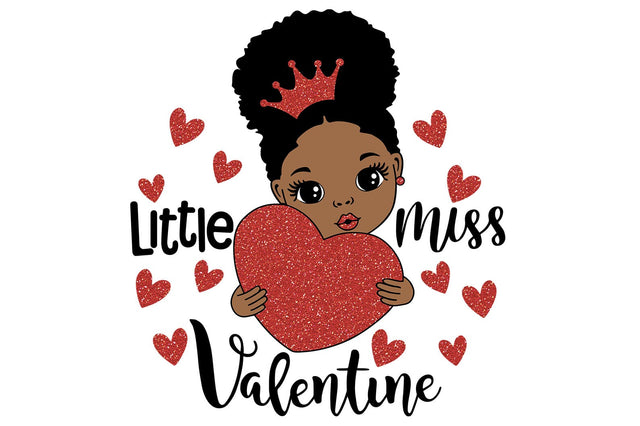 Little Miss Valentine SVG PNG PDF JPG EPS DXF AI Black Girl Afro Glitter Heart Valentine’s Day Sublimation Clipart Design SVG 1uniqueminute 