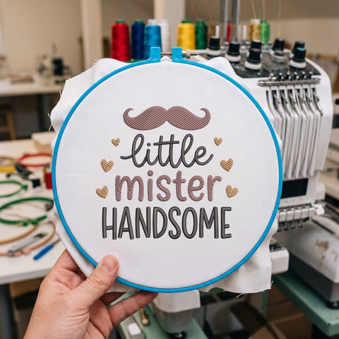 Little Mister Handsome Embroidery Design – Cute Mustache Baby Boy Machine Embroidery File Embroidery/Applique DESIGNS PatternFeed8 