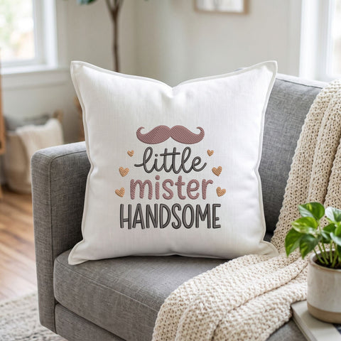 Little Mister Handsome Embroidery Design – Cute Mustache Baby Boy Machine Embroidery File Embroidery/Applique DESIGNS PatternFeed8 