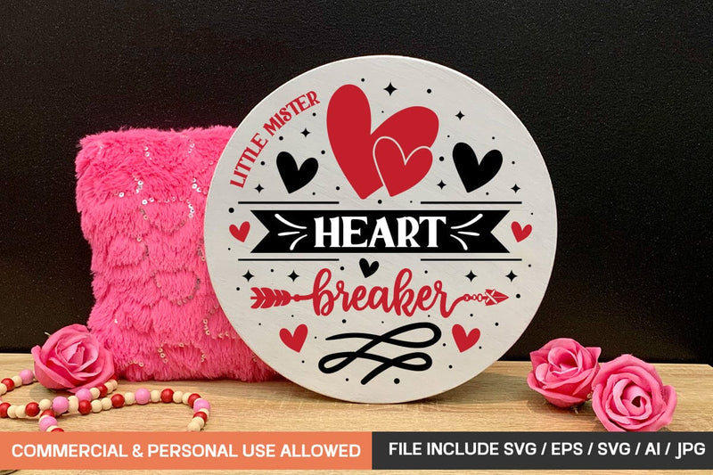 Little Mister Heart Breaker Round Sign Svg Design SVG designmaster24 