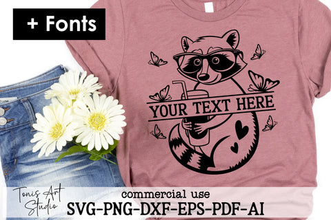 Little Racoon Monogram SVG File | Racoon Vector Outline SVG TonisArtStudio 