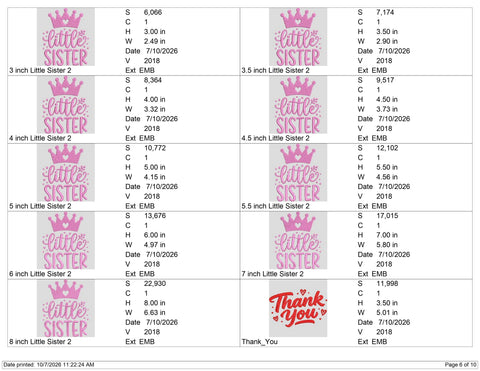 Little Sister Crown Embroidery Design – Pink Princess Little Sis Baby Girl Machine Embroidery File Embroidery/Applique DESIGNS PatternFeed8 
