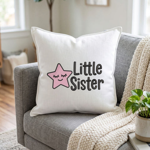 Little Sister Embroidery Design – Cute Pink Star Baby Sister Machine Embroidery File Embroidery/Applique DESIGNS PatternFeed8 