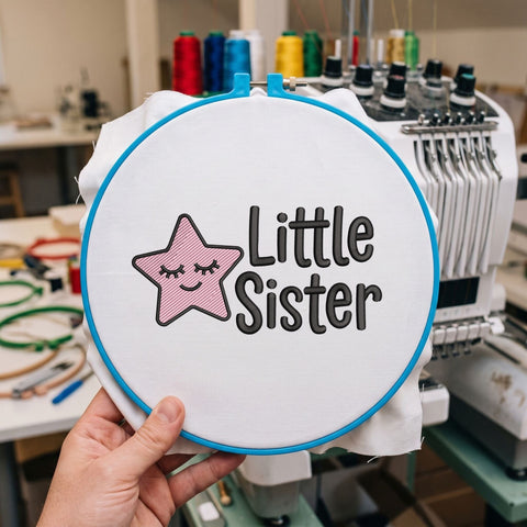 Little Sister Embroidery Design – Cute Pink Star Baby Sister Machine Embroidery File Embroidery/Applique DESIGNS PatternFeed8 
