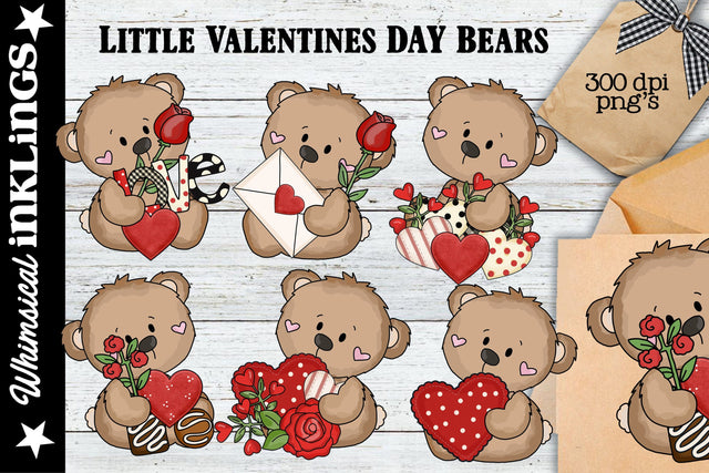 Little Valentine Bears Sublimation PNG 2024 Sublimation Whimsical Inklings 