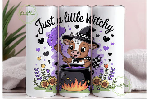 Little Witchy Cow 20oz Tumbler Wrap Sublimation PixelChick 