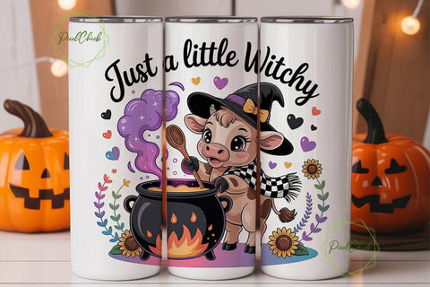 Little Witchy Cow 20oz Tumbler Wrap Sublimation PixelChick 