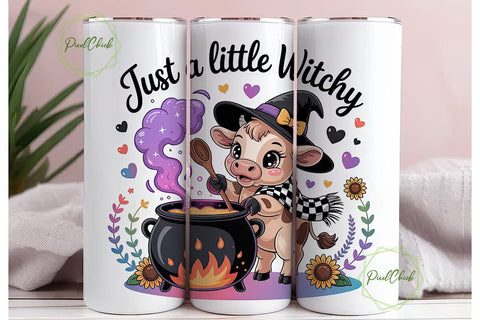 Little Witchy Cow 20oz Tumbler Wrap Sublimation PixelChick 