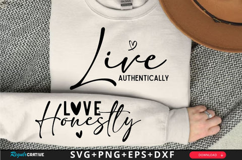 Live Authentically Sleeve SVG Design, Inspirational sleeve SVG, Motivational Sleeve SVG, Positive Sleeve SVG SVG Regulrcrative 