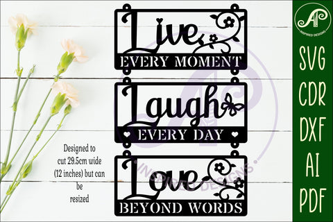 Live, Laugh, Love words wall sign, SVG file. vector sign SVG APInspireddesigns 