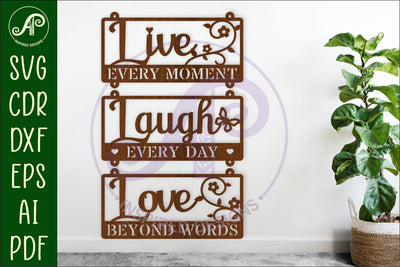 Live, Laugh, Love words wall sign, SVG file. vector sign SVG APInspireddesigns 