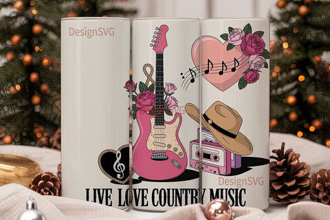 Live Love Country Music 20oz Tumbler Sublimation DesignSVG 