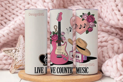 Live Love Country Music 20oz Tumbler Sublimation DesignSVG 