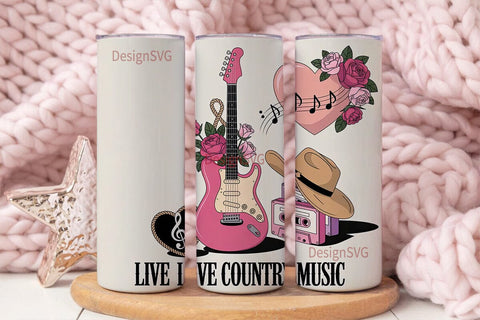 Live Love Country Music 20oz Tumbler Sublimation DesignSVG 