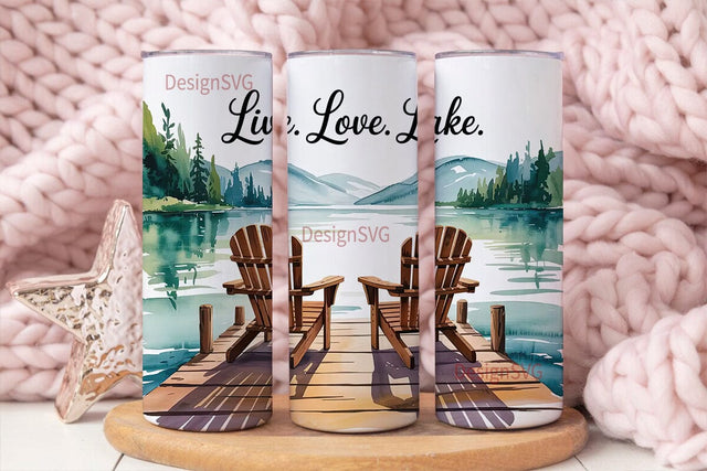 Live Love Lake 20oz Tumbler Wrap Sublimation DesignSVG 
