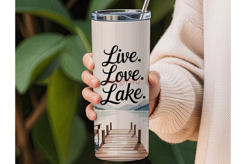 Live Love Lake 20oz Tumbler Wrap Sublimation DesignSVG 