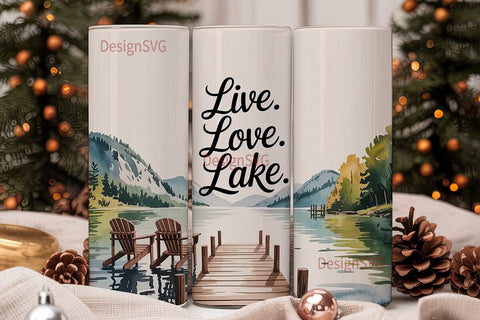 Live Love Lake 20oz Tumbler Wrap Sublimation DesignSVG 