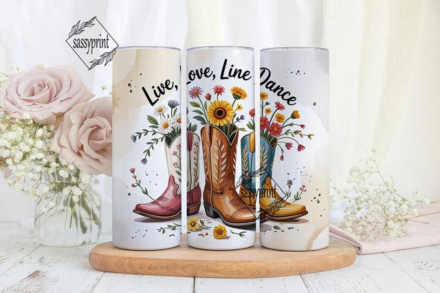 Live Love Line Dance 20oz Tumbler Wrap Sublimation sassyprint 
