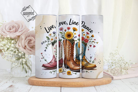 Live Love Line Dance 20oz Tumbler Wrap Sublimation sassyprint 