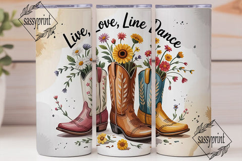 Live Love Line Dance 20oz Tumbler Wrap Sublimation sassyprint 