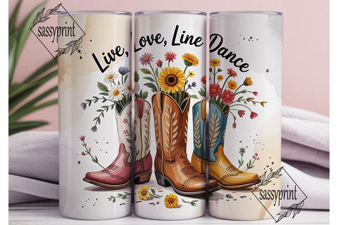 Live Love Line Dance 20oz Tumbler Wrap Sublimation sassyprint 